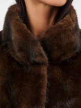 2026 Autumn Winter Women Faux Mink Fur Coat Lapel Collar Belted Long Jacket Luxury Fluffy Outerwear Brown