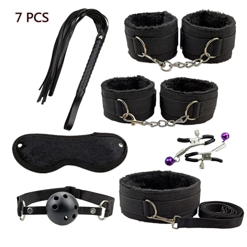 SM Sex Products BDSM Bondage Set Handcuffs Anal plug Tail Whip Gag Vibrat Adult Toys Exotic Accessories Sex Toys for Couples