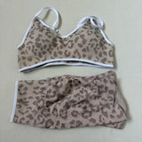 LOGO 2pcs High Quality Yoga SetNew Leopard Print Sports Underwear, Shockproof Butt Lift Workout Sports Trousers Women Activewear