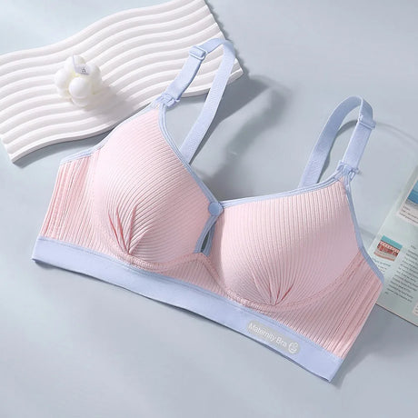 Double Buckle Nursing Bra Anti-sagging Breathable Pregnancy Bralette Pure Cotton Comfortable Nursing Bralette for Breastfeeding