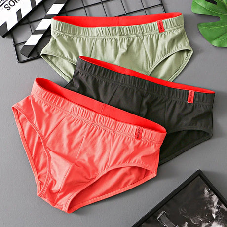 1/3 PCS Solid Cotton Briefs Men's Convex Pouch Panties Youth Fasion Low Rise Breathable Men's Comfortable Underwear Solid Color
