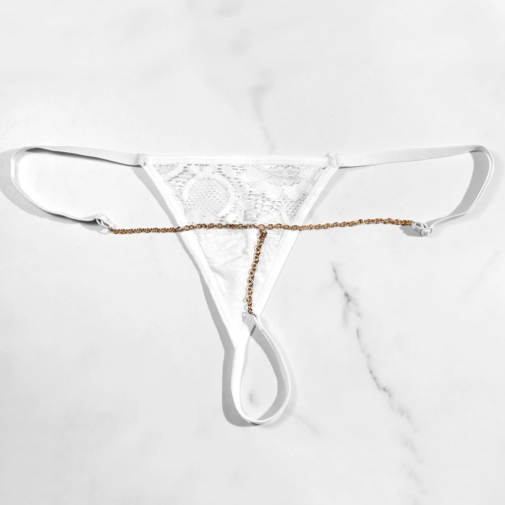 Personalized Custom Name Rhinestone Letter Chain Lace Thong for Women Adjustable Bridal Wedding Lingerie Underwear Gift