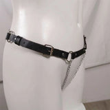 18 Leather Bondage Sleepwear Open Crotch Porn PU Garter Belt Lingerie Metal Chain Women Hot Babydoll Dress Strap Leg Sexy Briefs