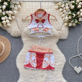 Women Sets Ruffled Apron Shorts Headband Maid Cosplay Costume Rabbit Officer Party Park Performance Sexy Suits Hotsweet Clothes
