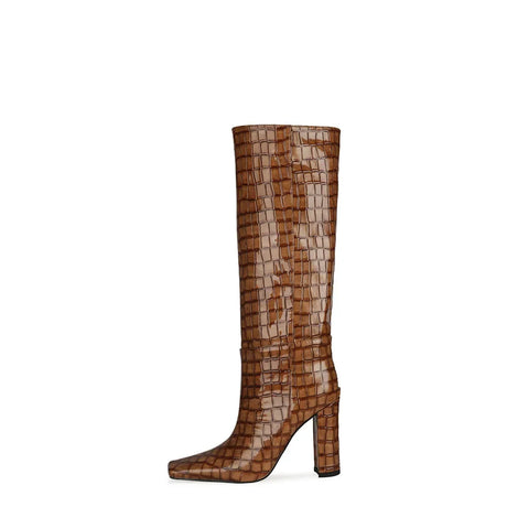 2024 NEW Fashion High Tube Knee High Boots 10cm/6.5cm Thick Heel 21 Colors Women Short Plush Boots Size 45 Winter Leather Shoes