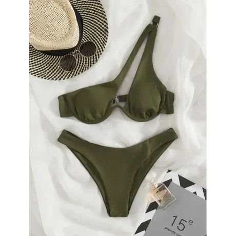 Sexy Bikinis Swimsuits Cut Out Women's Swimwear 2025 One Shoulder Biquini High Cut Bathing Suits Push Up Beach Bikini Set
