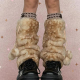 New Winter Faux Fur Plush Deer Leg Warmers Kawaii Furry Boots Socks Cover Punk High Boots Socks Performance Costume Leg Warmers