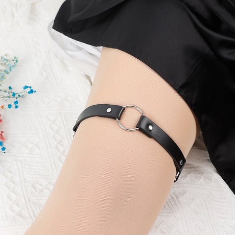 Punk Black Heart Leather Sword Belt Waist Garter Handmade Body Bondage Sexy Leg Suspenders Harness Stockings Belts for Women