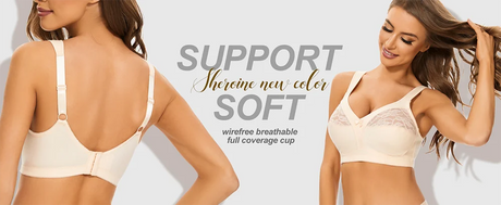 Sheroine Plus Size Wire-Free Cotton Bra Lace Floral Full Coverage Unpadded Ultrathin Soft Comfort Everyday Support for Women