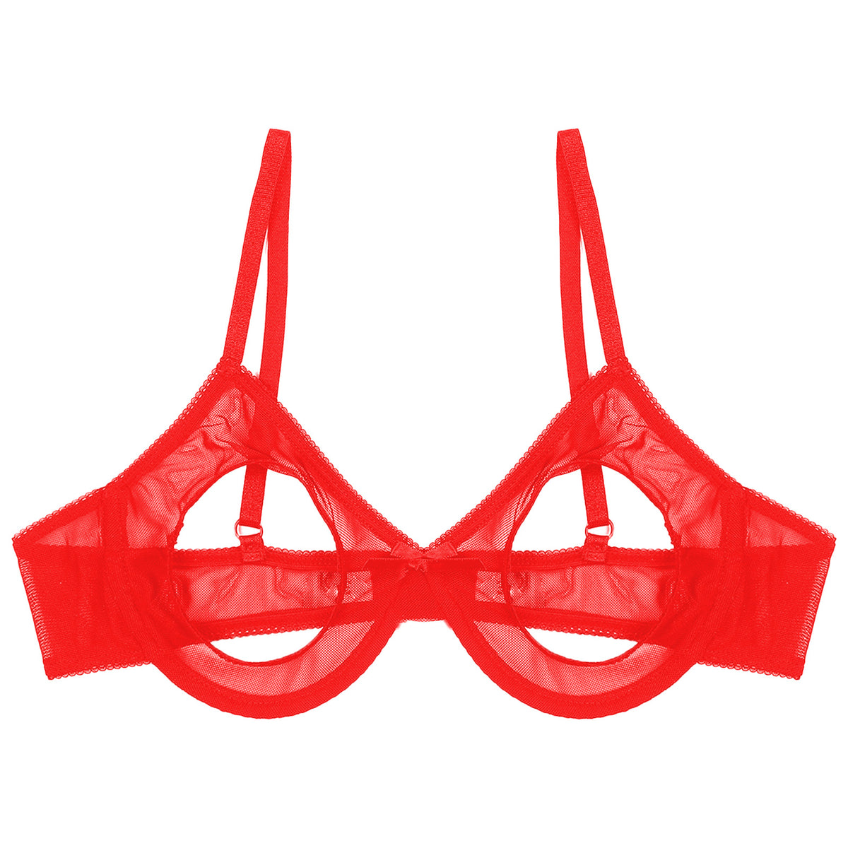 Women's Sheer Mesh Hollow Out Open Nipples Underwired Bra Tops  Push Up Unlined Bralette Bra Sexy Brassiere Balconette Underwear