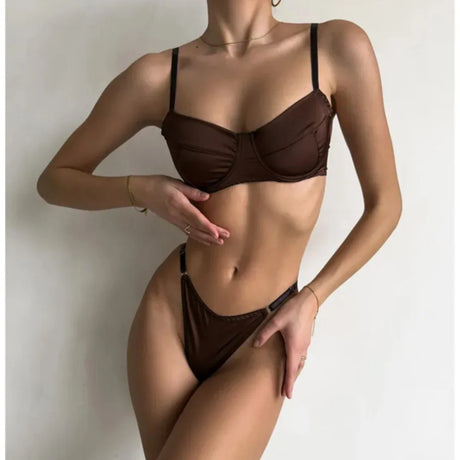 Krasapt Romantic Satin Lingerie 2 Pcs Sets Sexy Patchwork Bras And Thongs Underwear Suits Wedding Night Erotic Intimate Outfits