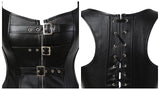 Women Corset Bustier Steampunk Zipper Corset Top Black Leather Corset With Straps