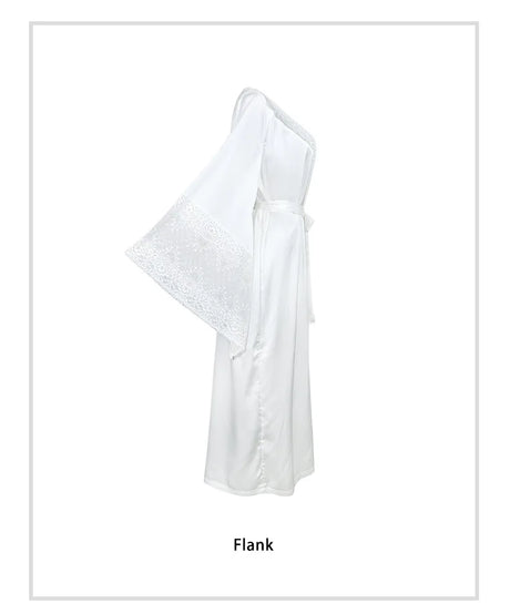 Bathrobes Satin Sexy Long Sleeve Loose Peignoirs For Women Robe White Wedding Dress Bride Dresses Spring Summer Sleepwear Robes