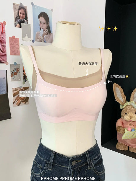 Plunge Neck Floral Demi Cup Bra Small Bust Wirefree Push Up Seamless Invisible Thin Cute Teen Girls Daily Wear Underwear