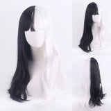 Cosplay Halloween Party Wigs CRUELLA Deville De Vil Black White With Bangs Short Bob Hair for Women Heat-Resistant Synthetic Wig
