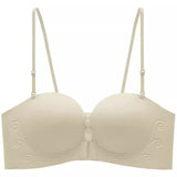 Front Fasten Balconette Bra Strapless - Lift Support Bralette Petite, Non Slip Invisible Comfort Everyday Wear Enhance Small Cup