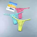 3PCS Adjustable Sexy Transparent Thong Panties Women Lace Underwear Low Waist Female T-back String Underpants
