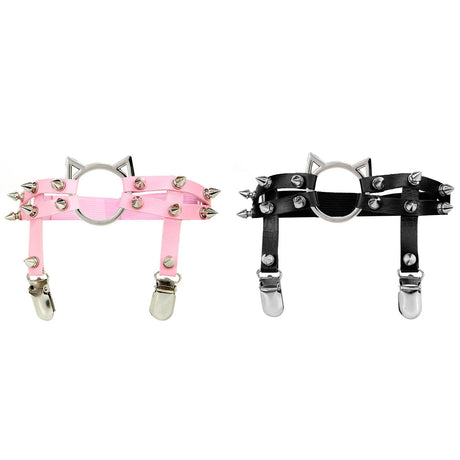 Sexy Leather Spike Garter Belt Elastic Leg Anklet Girl Women Harness Goth Rock Gothic Rivet Punk Cat Thigh Garter