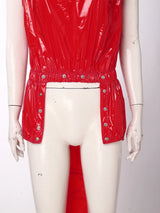 Women One Piece Adaptive Pajama Nightwear Shiny Metallic Sleeveless Buttoned Sleeveless Jumpsuit Waterproof Rompers Bodysuit