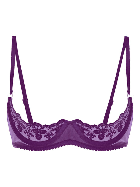Women's Sexy Open Cup Bra Tops Sheer Floral Lace Underwire Push Up Bralette Cupless Lingerie Exposed Breast Underwear Nightwear