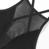 1pcs Sexy Mesh Camisole Crop Top Corset Ribbed Backless Underwear Hot Fashion Women Casual BrassiereTank Top Bralette Lingerie