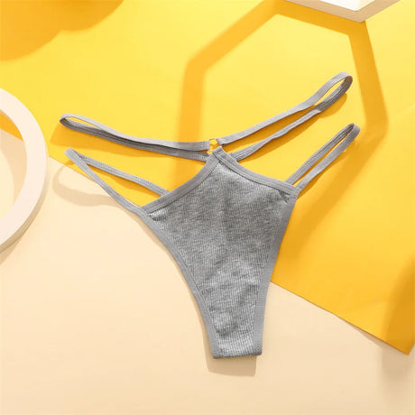1PCS Women Sexy Cotton Panties Two Belts Hollow Out G-String Thongs Breathable Underwear for Female Solid Color Lingerie S-XL