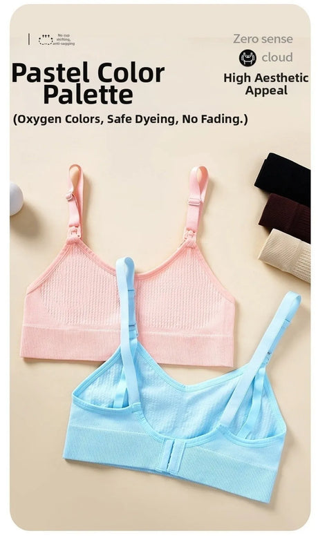 Comfortable Nursing Bras Without Steel Rings Soft Breastfeeding Underwear Anti Sagging 3D Support Seamless Maternity Bra Women