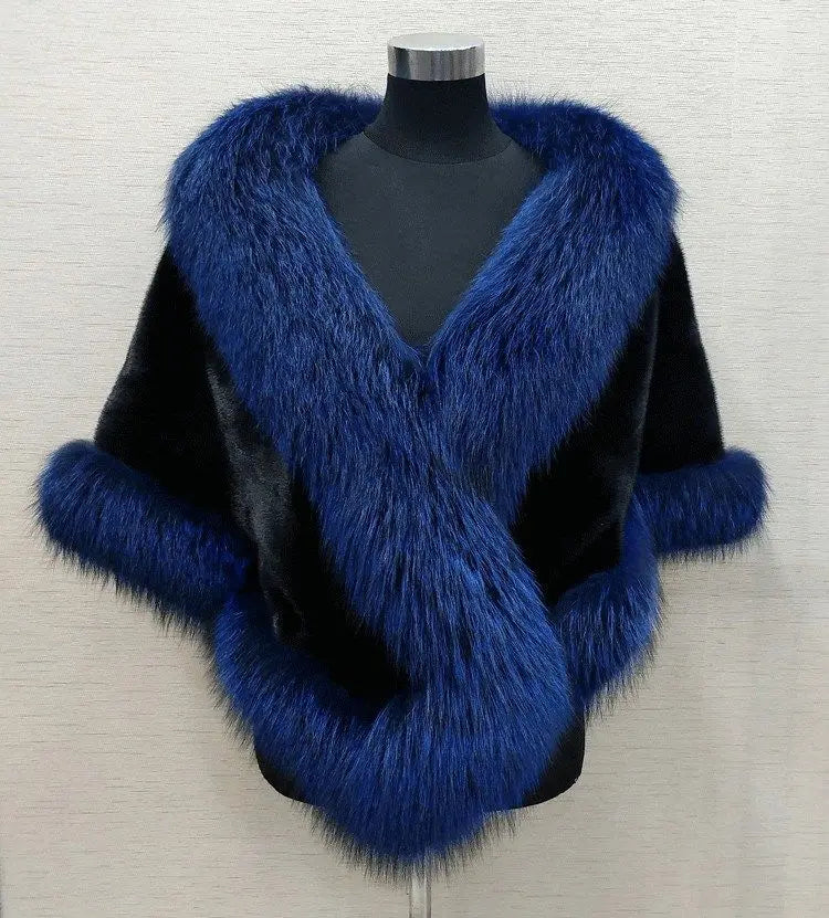 White Fur Shawl Women's  Jacket  Autumn Winter Faux Mink Fox Fur Dress Cheongsam Cloak Coats New 2026 Thicken Warm Short Outwear