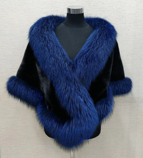 White Fur Shawl Women's  Jacket  Autumn Winter Faux Mink Fox Fur Dress Cheongsam Cloak Coats New 2026 Thicken Warm Short Outwear