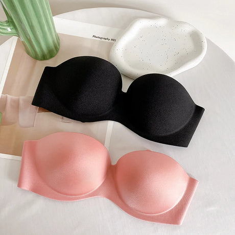 FINETOO 2Pcs Women Invisible Bras Front Closure Bra Sexy Push Up Bra Female Brassiere Strapless Seamless Backless Bralette