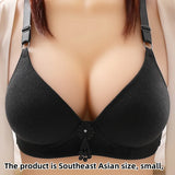 Large Size Without Steel Ring Comfortable Breathable Gathered Ladies Underwear Non-magnetic Thin Cup Glossy Obese Sister Bra