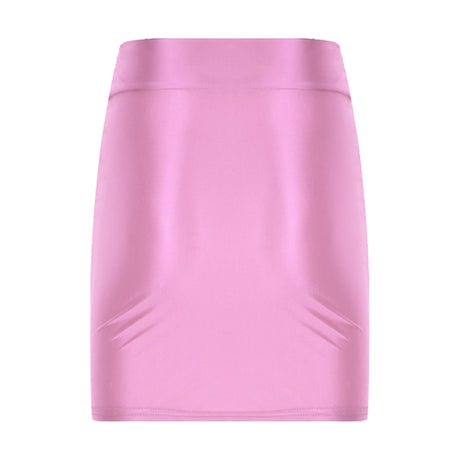 Womens Glossy Two-piece Outfit Oil Shiny Smooth High Waist Mini Skirt with Tank Top Nightclub Rave Outfit Pole Dancing Clubwear