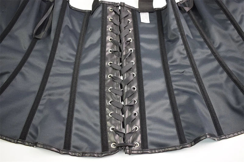 Faux Leather Harness Court Shaper Overbust Corselet Women Sexy Buckled Bustier Waist Trainer Vest Corset Overbust
