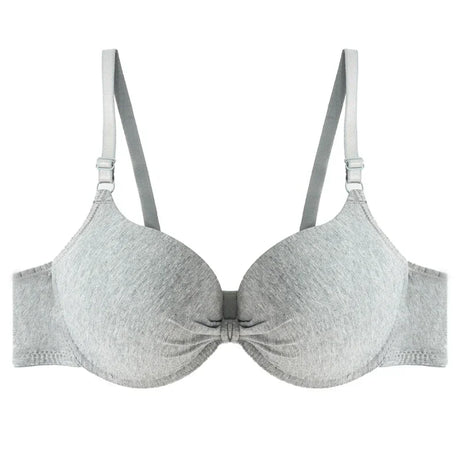 Sexy Women Cotton Gathered Bra Deep V Underwire Ladied  Brassiere Push Up Lingerie Solid Bras Backless Intimate Underwear