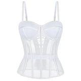 WSHKING Overbust Corset With Bra Korset Woman Strapless Bustier Top Mesh Women Lingerie Black White Sexy Lingerie