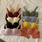 Women's Small Chest Underwear Seamless Push Up Bras Wireless Bralette Detachable Straps Breathable Brassiere Backless Lingerie