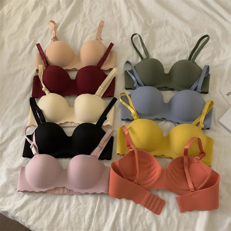 Women's Small Chest Underwear Seamless Push Up Bras Wireless Bralette Detachable Straps Breathable Brassiere Backless Lingerie