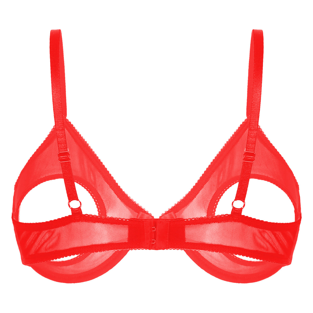 Women's Sheer Mesh Hollow Out Open Nipples Underwired Bra Tops  Push Up Unlined Bralette Bra Sexy Brassiere Balconette Underwear