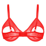 Women's Sheer Mesh Hollow Out Open Nipples Underwired Bra Tops  Push Up Unlined Bralette Bra Sexy Brassiere Balconette Underwear