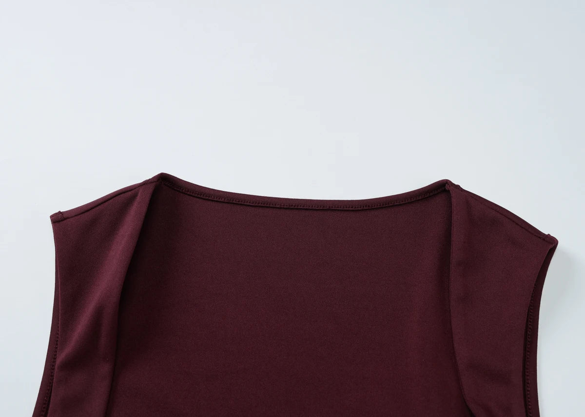 Hugcitar Women Elegant Solid Square Collar Straps Sexy Bodycon Maxi Prom Dress Summer Women Y2K Clothes Evening Party Birthday