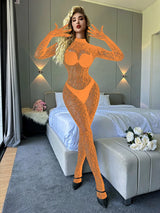 Toucheart Erotic Mesh Bodysuit Leopard Print Hollow Out Sexy Uniform Women Body Shaping See-through Seductive Hot Flirt Bodysuit