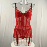 Women's Black Lace Teddy Bodysuit Underwire Corset Garter Straps Sheer Floral Embroidery Sexy Lingerie Party Fashion Outfit
