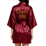 Customized Logo Wedding Date Name Bathrobe Faux Silk Bridal Robe Bride Bridesmaid Wedding Robes Woman Bachelorette Preparewear