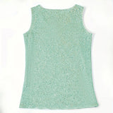 Women‘s Summer Fashion Deep V Neck Sequined Tank Top Stylish Sleeveless Polyester Top Sparkly Club Party Vest Blouses