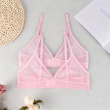 Sexy Transparent Ladies' Brassiere Three-piece Women's Bra Small Bust Mesh Lingerie Ultra-thin Triangle Double Shoulder Straps