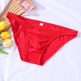 Breathable Underwear 2XL Mens Ice Silk Briefs Hotel Use Medium Stretch Polyester Fabric Solid Pattern Daily Use