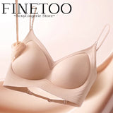 FINETOO Women's 3 Ways to Wear Halter Neck Backless Bralette Seamless Thin-Strapped Gather Bra Female Sexy Solid Color Underwear
