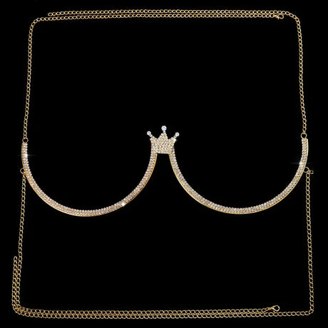 Stonefans Heart Rhinestone Chest Bracket Body Jewelry Bra Chain For Women Chain Top Bikini Halter Bra New Banquet Breast Support