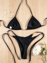 String Bikini Black Swimsuits High Cut Bikinis Bandage Swimwear Triangle Swimsuit New Style Swimsuit Holiday Beachwear