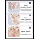 Retro White Mesh Corset Women Gothic Thin Strap Sweetheart Pink Floral Embroidery Waist Shaper Elegant Wear